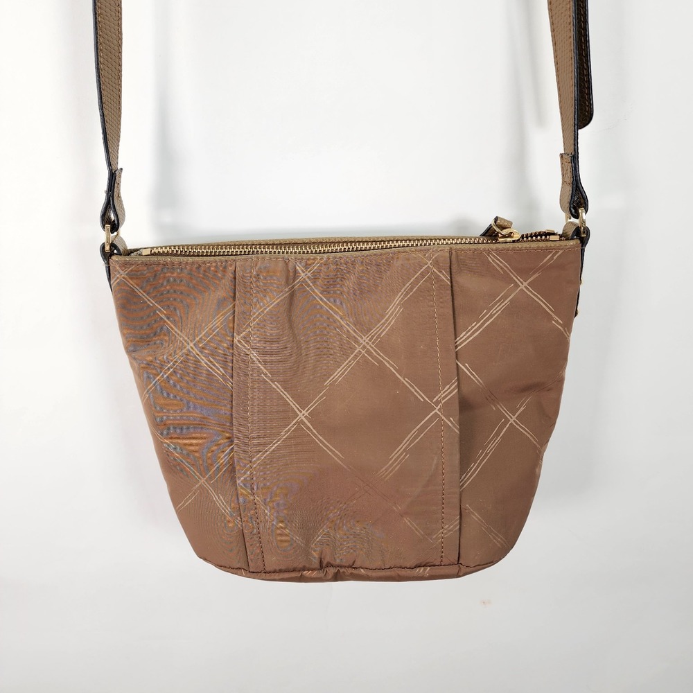 Vera Bradley Preppy Poly Crossbody Bag Tan Diamond Pattern Toast Bag - Picture 3 of 12